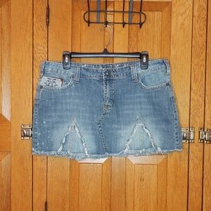 Y2K Industrial Cotton distressed denim mini skirt